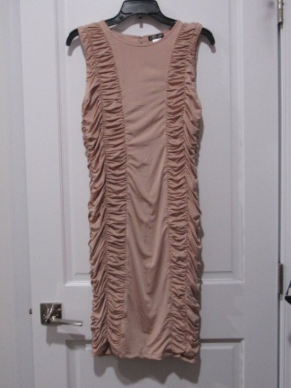 Venus Brown Side Ruched Bodycon Dress L NWOT